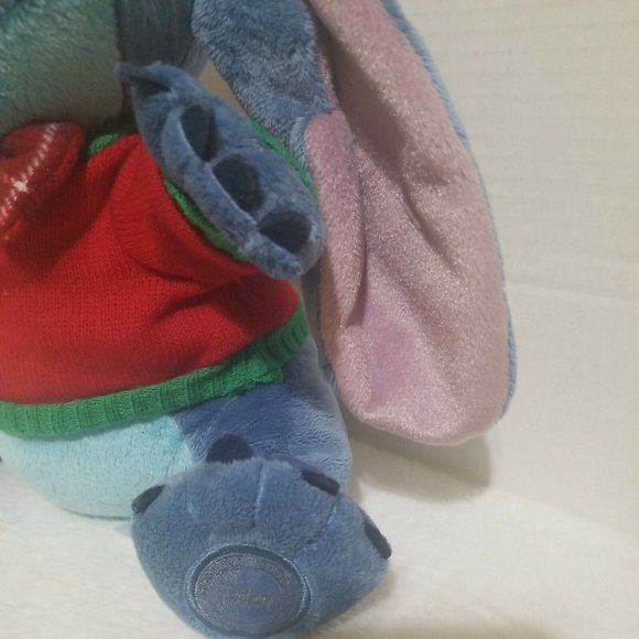 Disney Store Stitch Plaid Bow Tie Red Sweater Stuffed Plush Animal Holiday - Picture 5 of 9